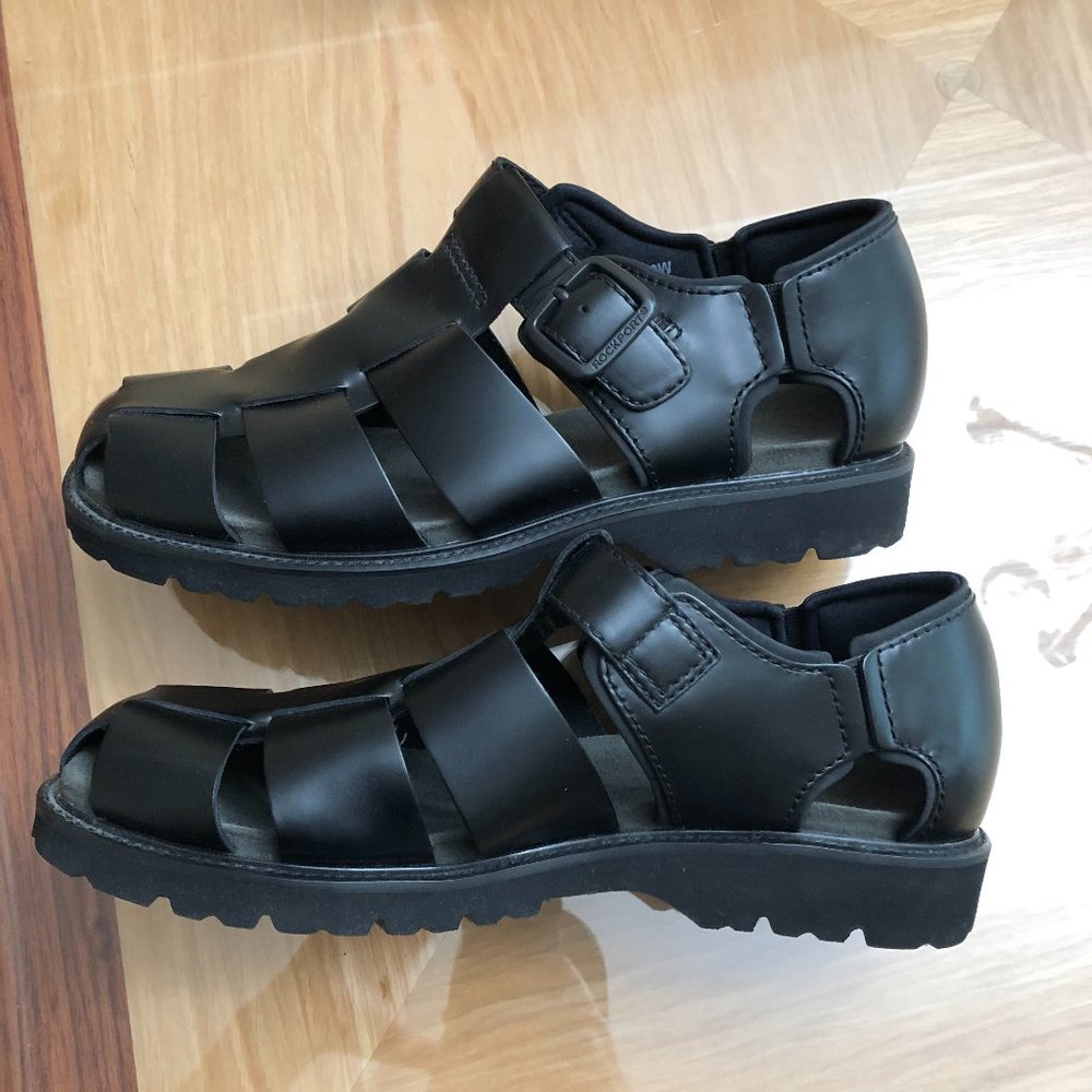 Rockport Black Leather Dress Sandals Size 10 - MINT! - Picture 2 of 8